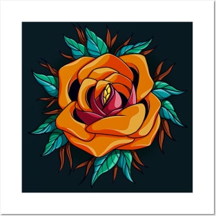 Orange rose Posters and Art